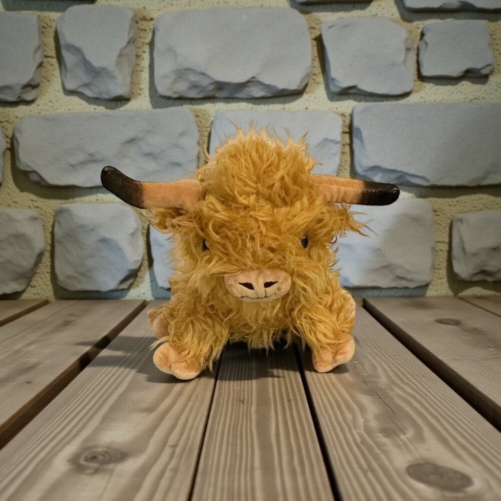 Highland Cow Plush Stuffed Animal Toy 14" Long Faux Fur Soft‎ Cuddly Decor Gift
